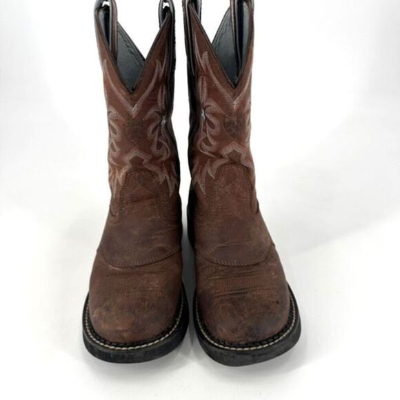 Ariat Pro Baby Brown Leather Western Embroidered Cowboy Boots Size 7 Style 16720 - Picture 2 of 13